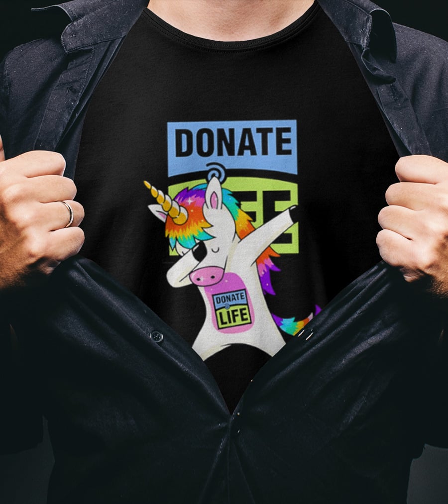 Donate Life Unicorn Rainbow Dabbing T-Shirt