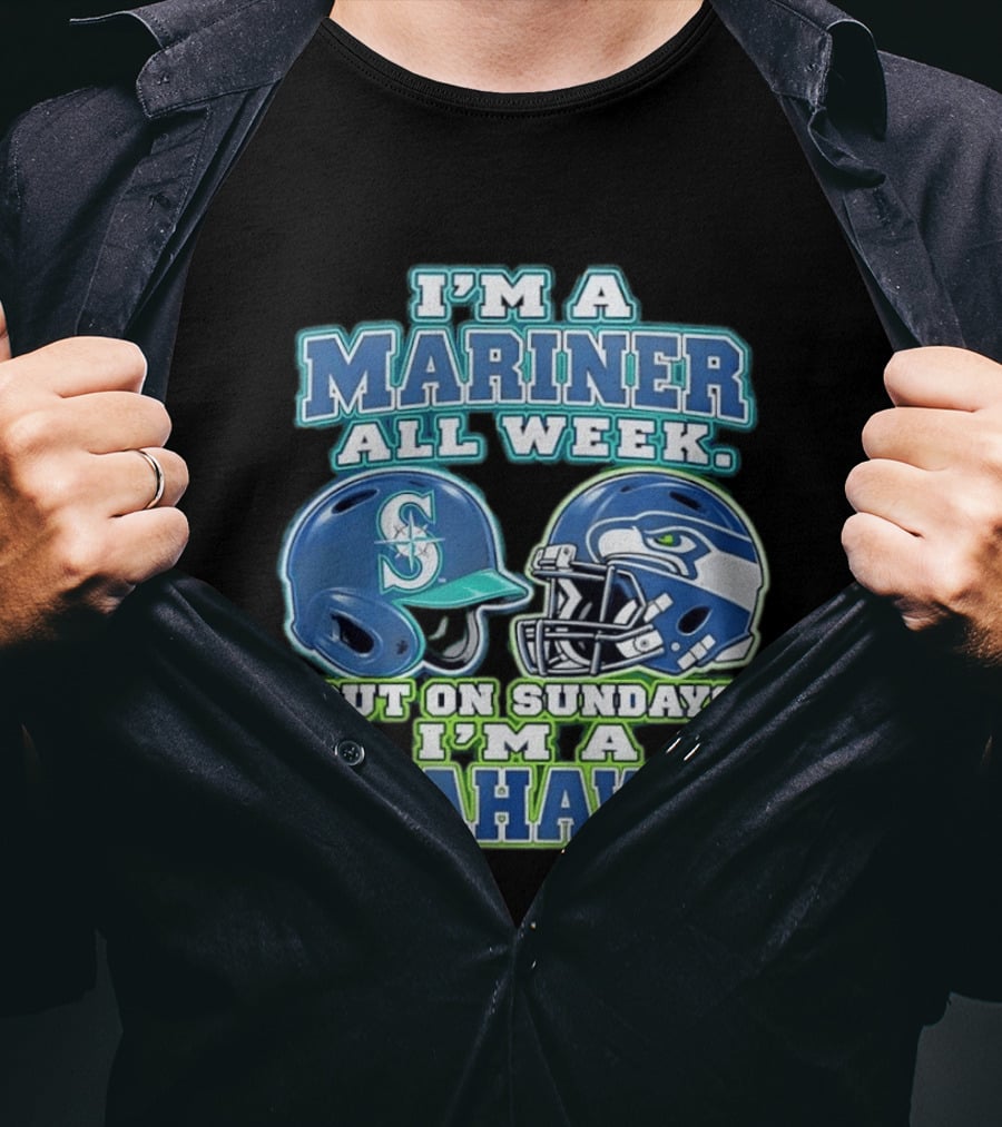 I'm A Mariner All Week But On Sundays I'm A Seahawk Football Helmet T-Shirt