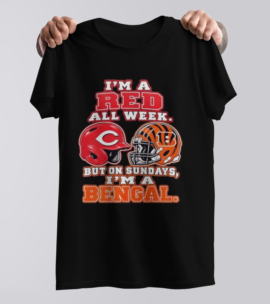I'm A Red All Week But On Sundays I'm A Bengal Football Helmet And Baseball Helmet T-Shirt
