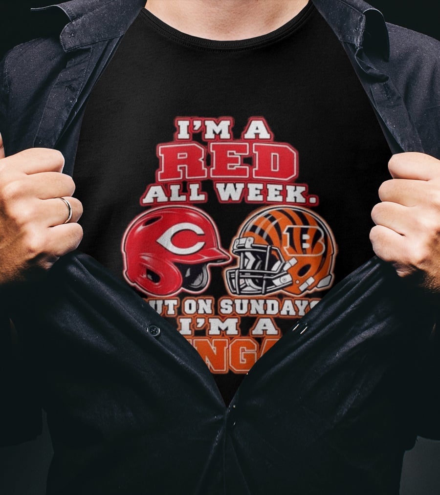 I'm A Red All Week But On Sundays I'm A Bengal Football Helmet And Baseball Helmet T-Shirt
