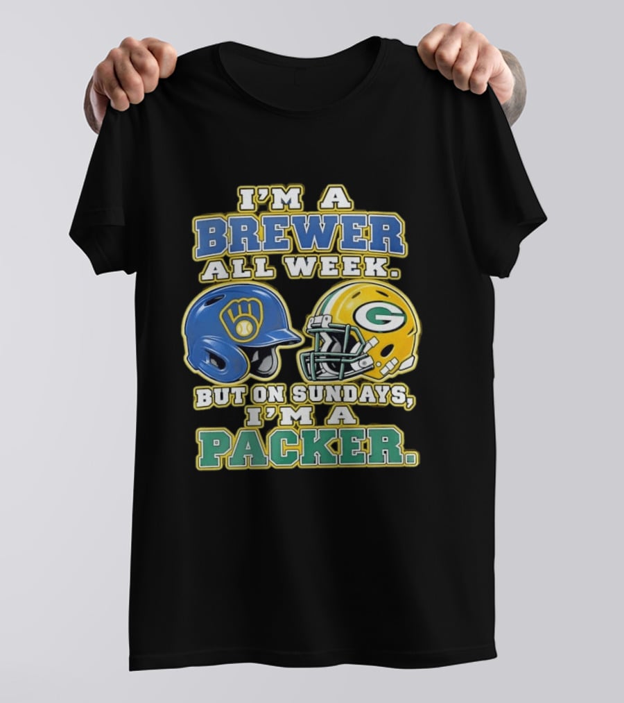 I'm A Brewer All Week But On Sundays I'm A Packer Helmet T-Shirt
