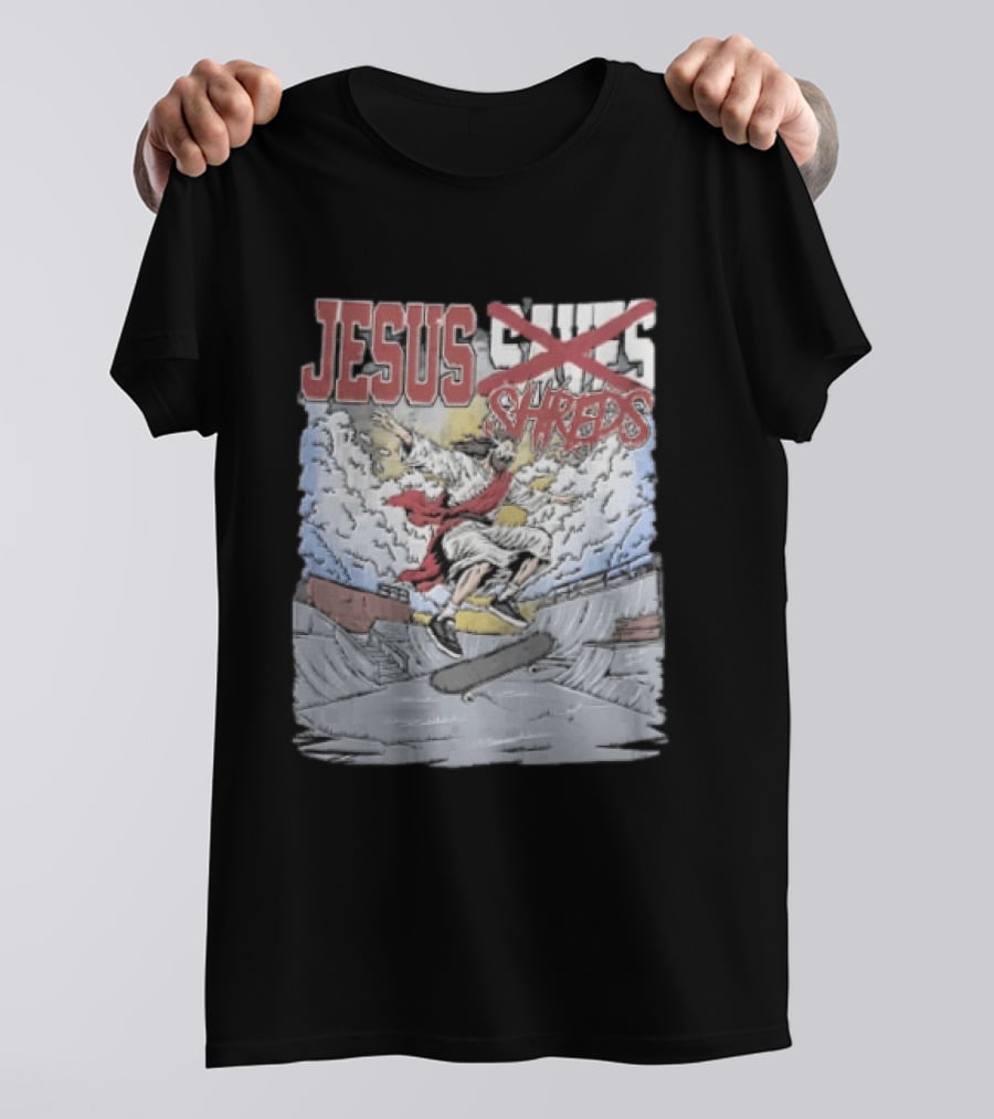 Jesus Shreds Skateboarding Ramp Savior Extreme Sports T-Shirt