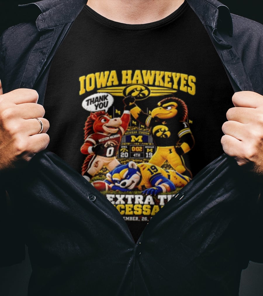 Iowa Hawkeyes Thank You September 26 2026 No Extra Time Necessary Michigan Stadium T-Shirt