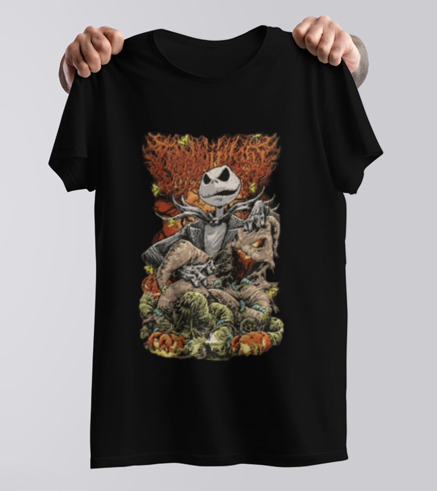 Jack Skellington Pumpkin Worms Insects Halloween Scene T-Shirt