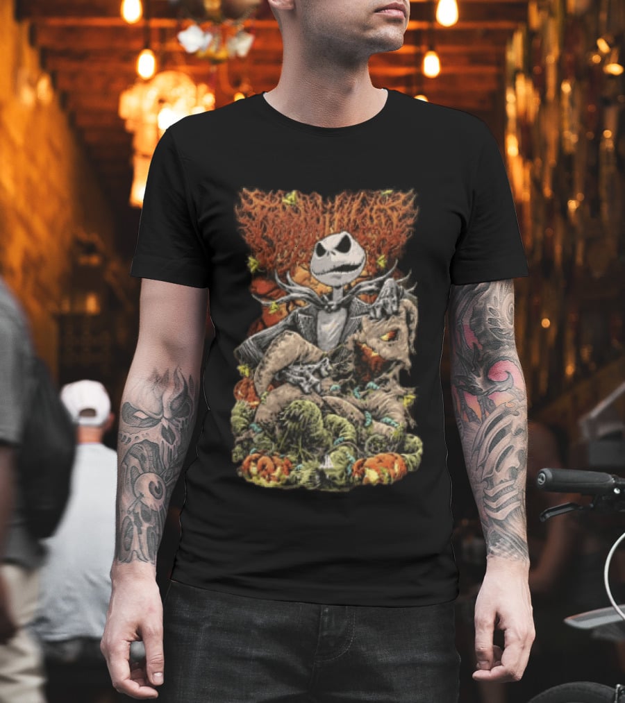 Jack Skellington Pumpkin Worms Insects Halloween Scene T-Shirt