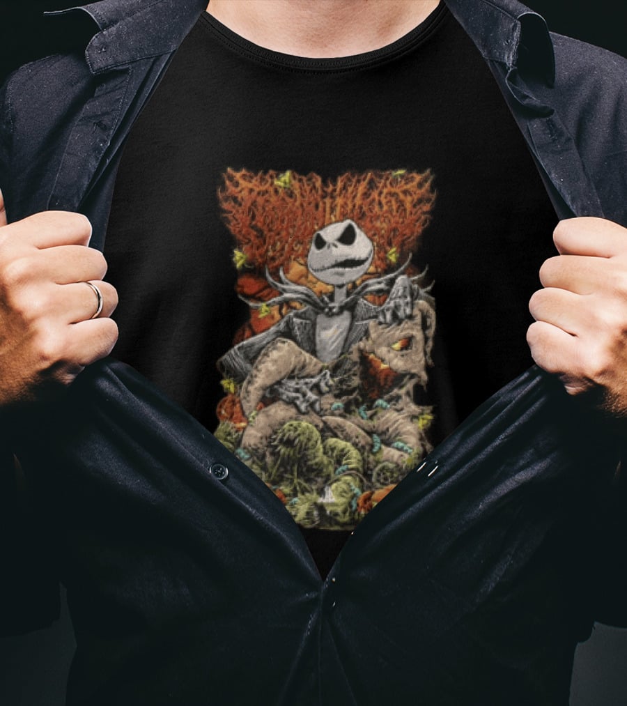Jack Skellington Pumpkin Worms Insects Halloween Scene T-Shirt