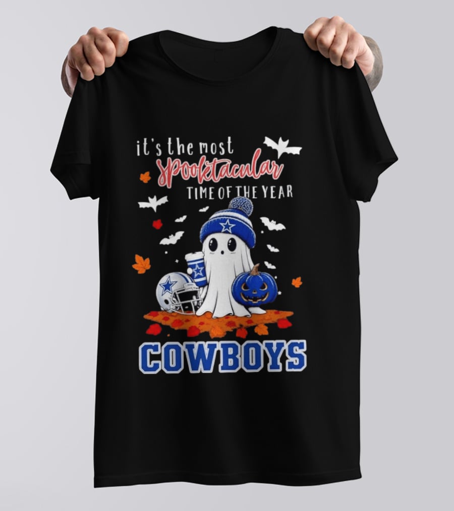 It's The Most Spooktacular Time Of The Year Cowboys Halloween Ghost Pumpkin Football T-Shirt