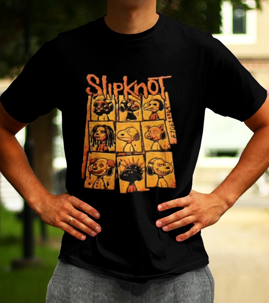 Slipknot Characters In Panels With Numbers And Cartoon Faces T-Shirt