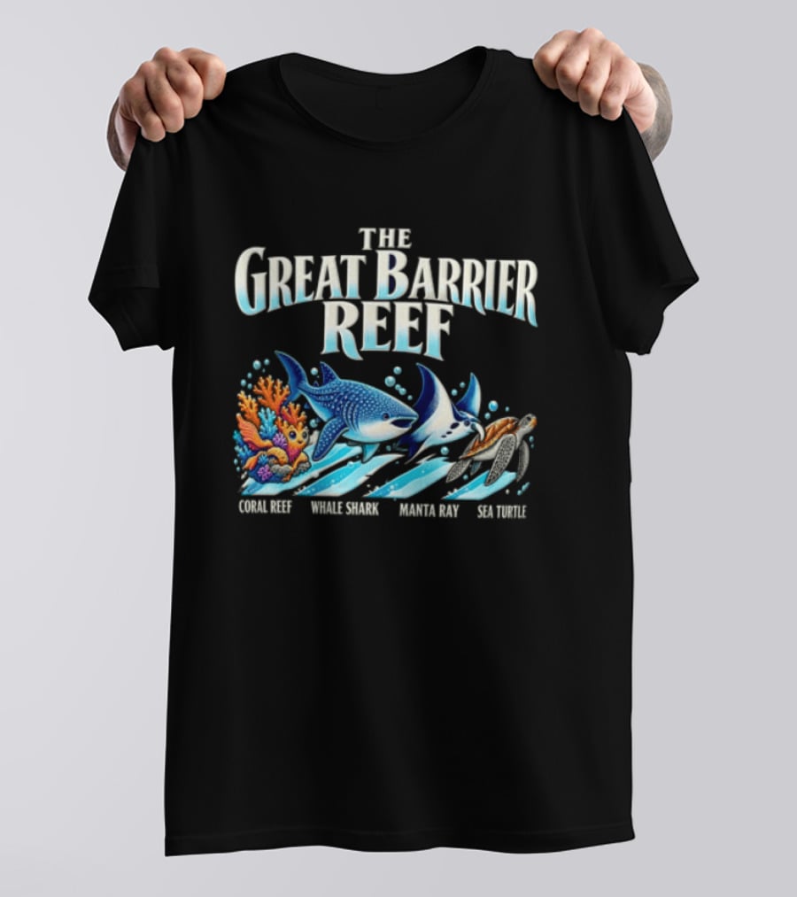 The Great Barrier Reef Coral Reef Whale Shark Manta Ray Sea Turtle Ocean Wildlife T-Shirt