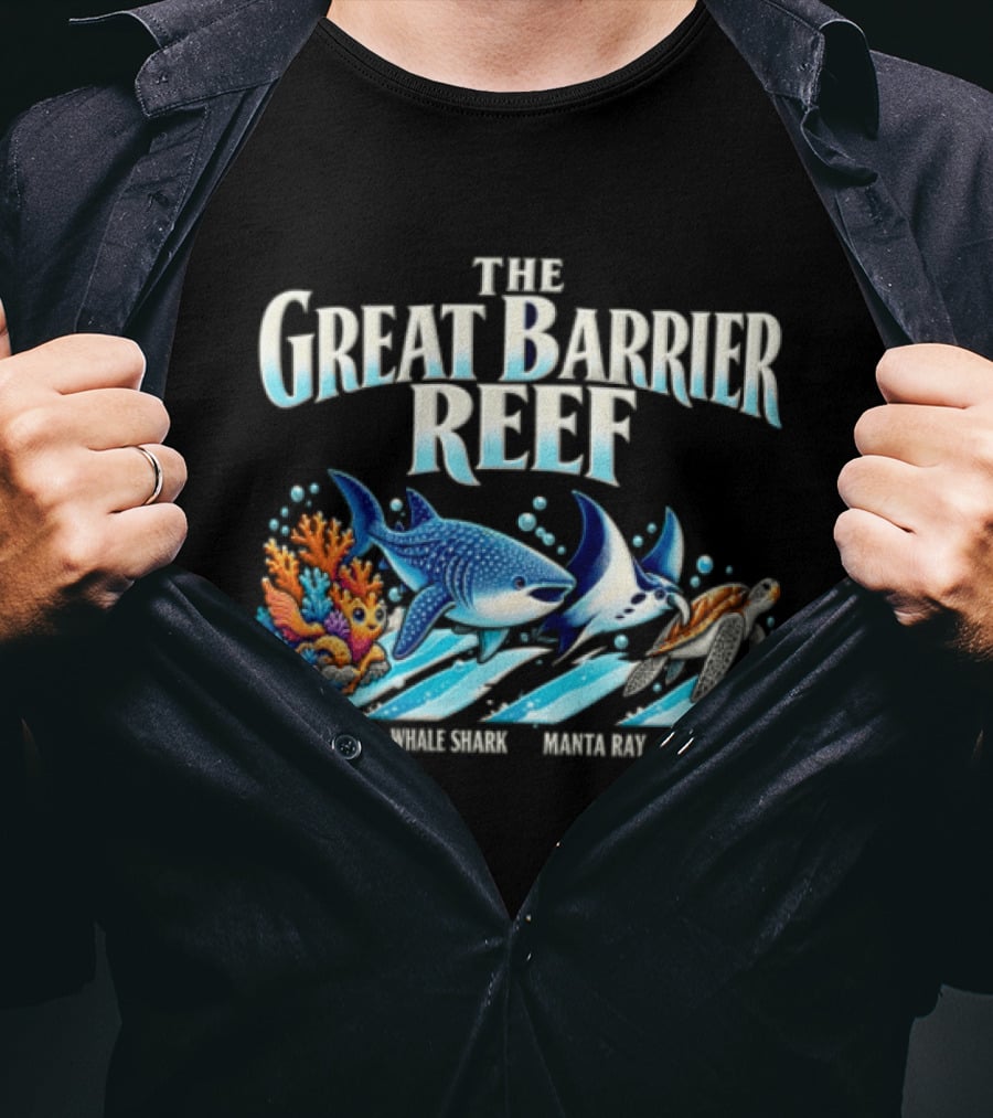 The Great Barrier Reef Coral Reef Whale Shark Manta Ray Sea Turtle Ocean Wildlife T-Shirt