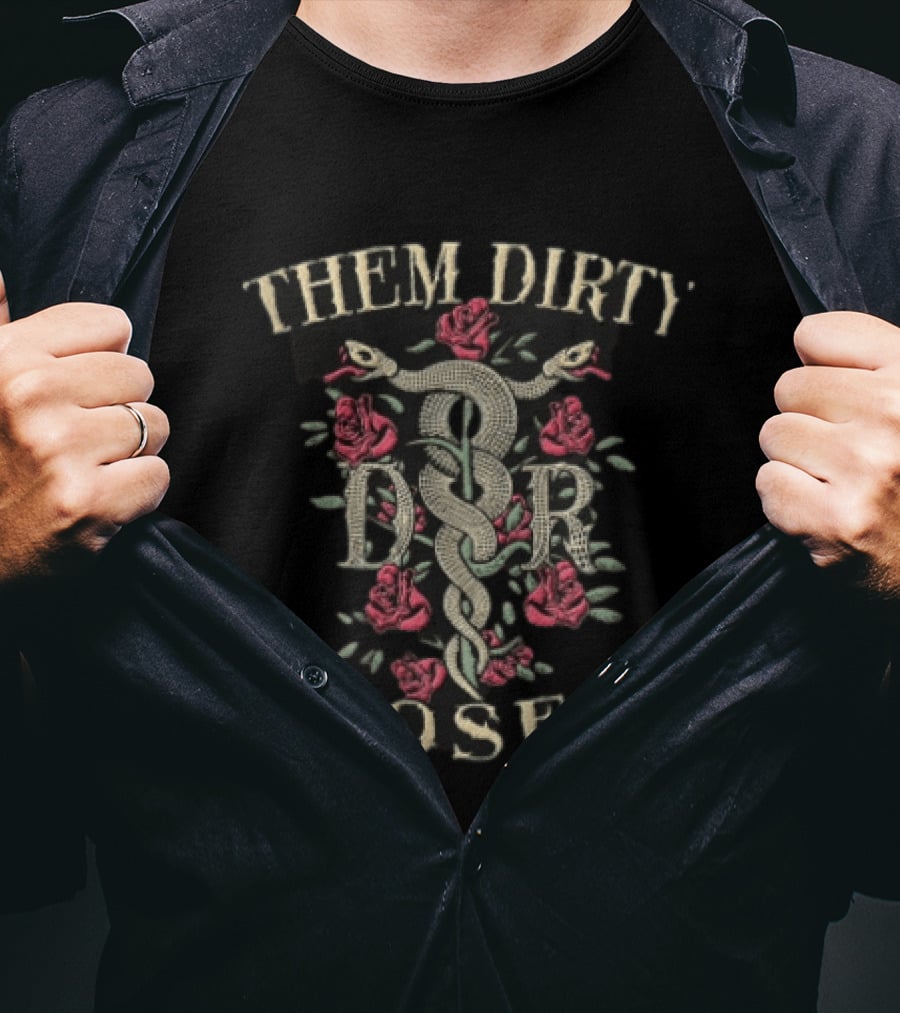 Them Dirty Roses Snake And Roses T-Shirt