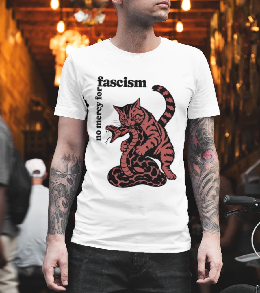 No Mercy For Fascism Cat And Snake T-Shirt