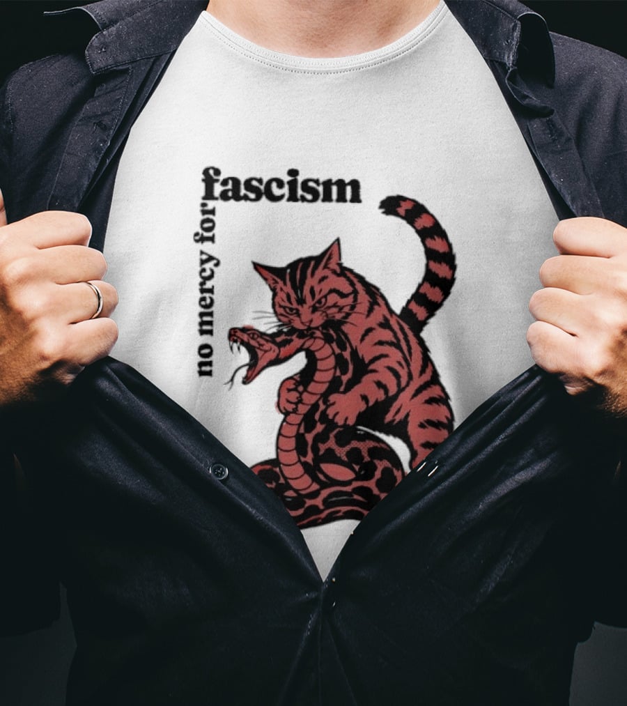No Mercy For Fascism Cat And Snake T-Shirt