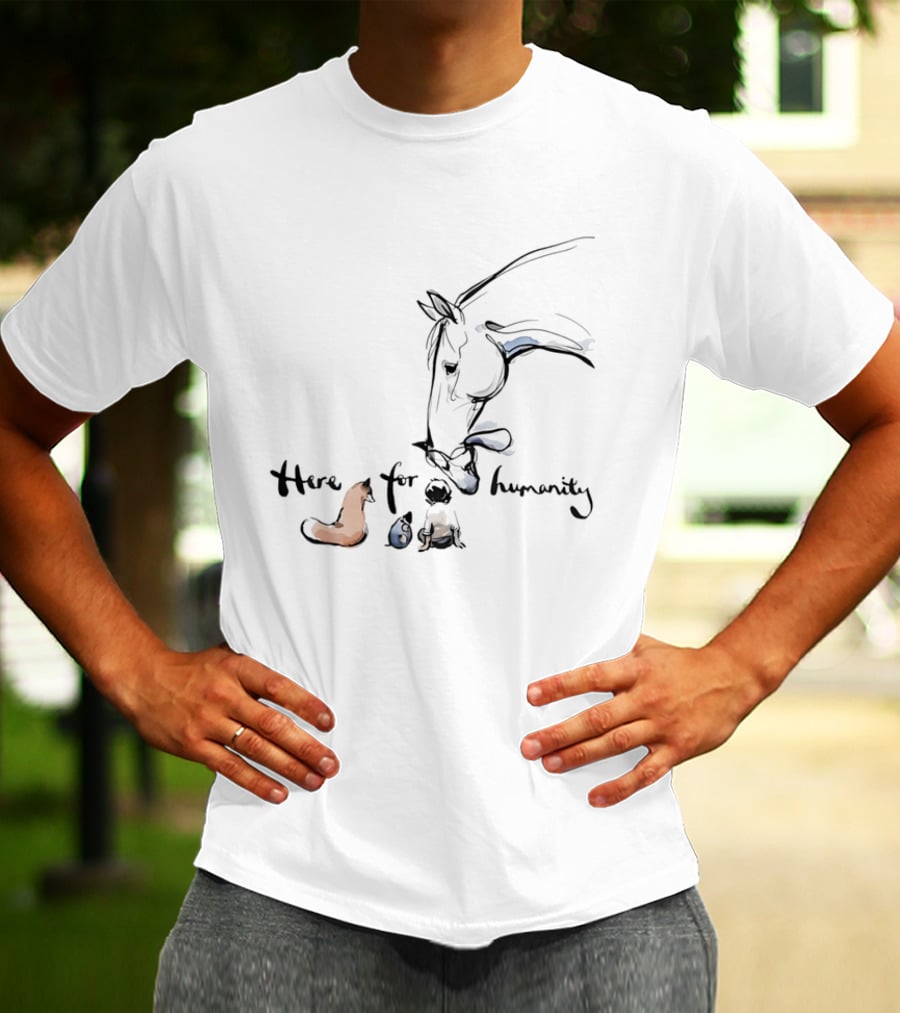 Charlie Mackesy Here For Humanity Gentle Horse And Friends T-Shirt