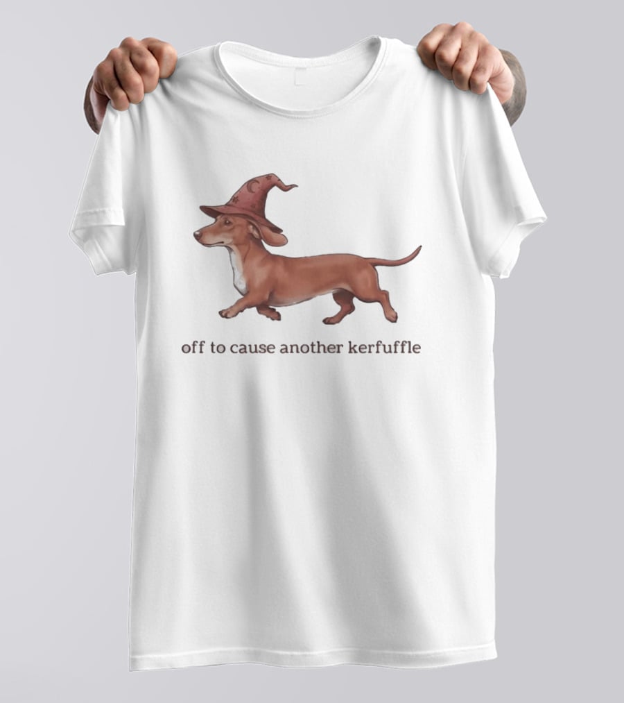 Off To Cause Another Kerfuffle Dachshund Wizard T-Shirt