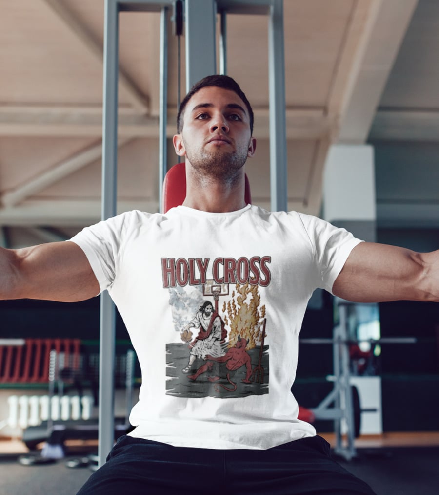 Holy Cross Basketball Player Versus Devil Duel T-Shirt