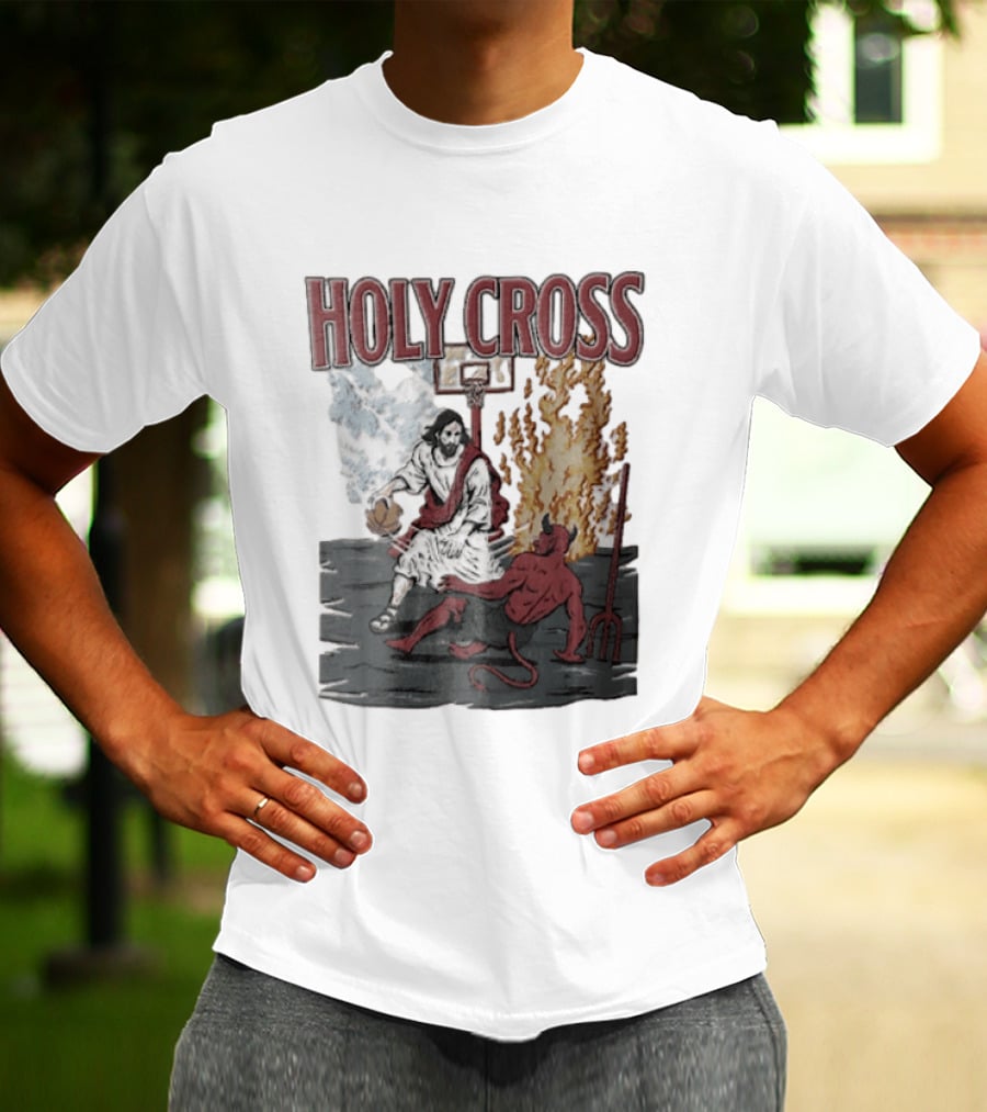 Holy Cross Basketball Player Versus Devil Duel T-Shirt