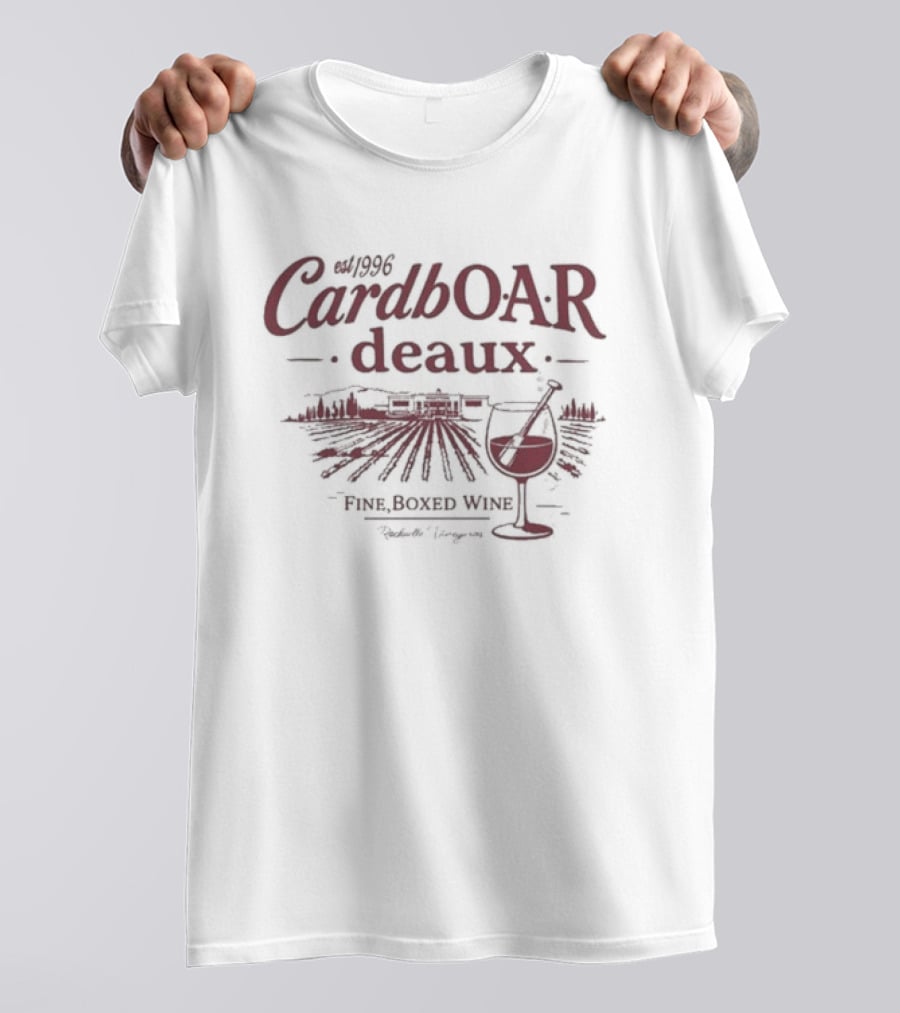 Oar Of A Revolution CardbOARdeaux Fine Boxed Wine Est 1996 Vintage Vineyard Scene T-Shirt