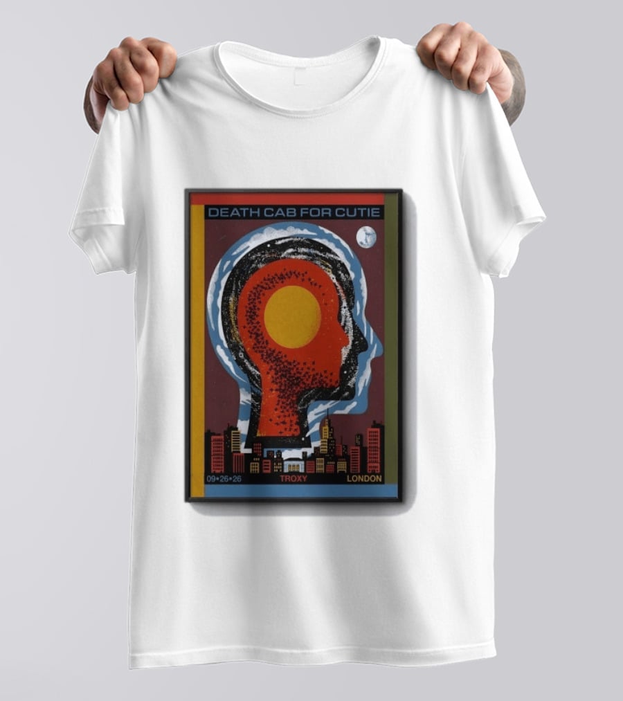 Death Cab For Cutie Troxy London 09.26.26 Concert Urban Skyline And Moon T-Shirt