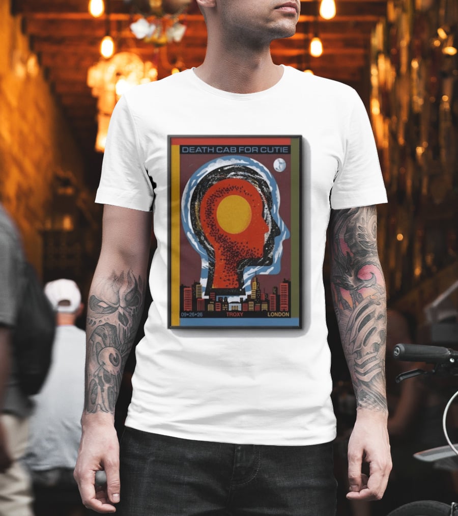 Death Cab For Cutie Troxy London 09.26.26 Concert Urban Skyline And Moon T-Shirt