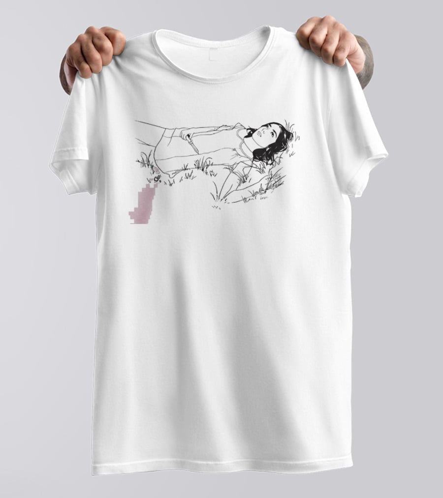 The Unraveled Tour Olivia Rodrigo Knife Graphic Line Art Lying In Grass T-Shirt