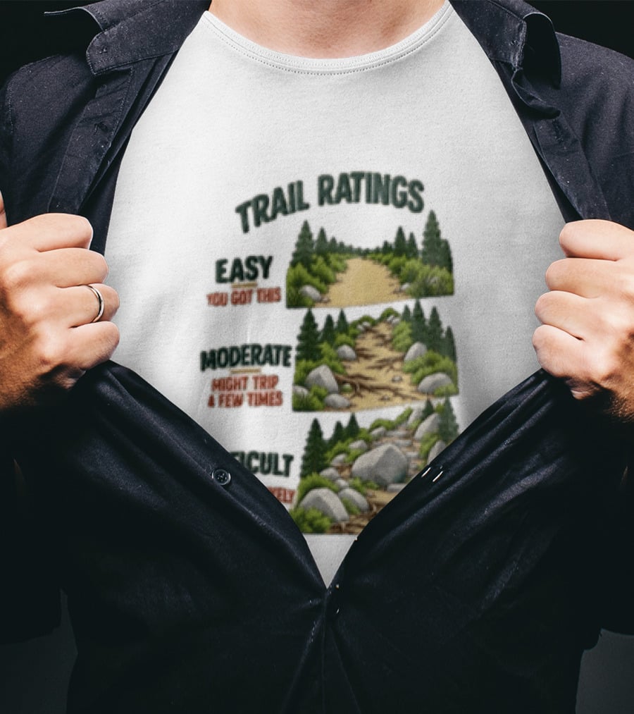 Trail Ratings Easy You Got This Moderate Might Trip A Few Times Difficult Acceptable Injury T-Shirt