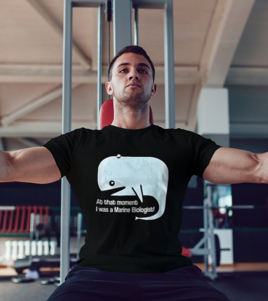 At That Moment I Was A Marine Biologist Light Blue Whale Cartoon T-Shirt