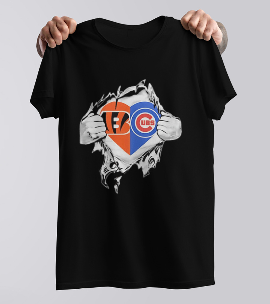 Bengals Cubs Split Heart Tattered T-Shirt