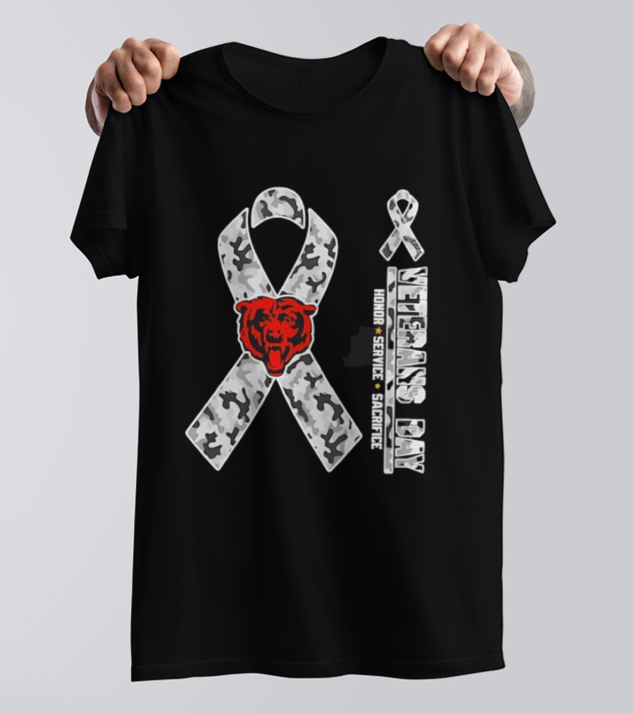 Chicago Bears Veterans Day 2026 Honor Service Sacrifice Camo Ribbon T-Shirt