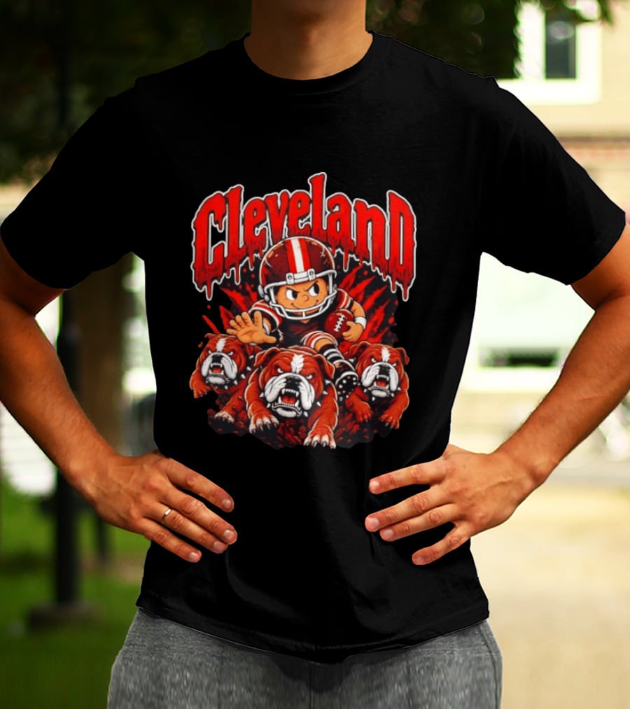 Cleveland Browns Bulldog Football Cartoon Vintage Style 2026 T-Shirt