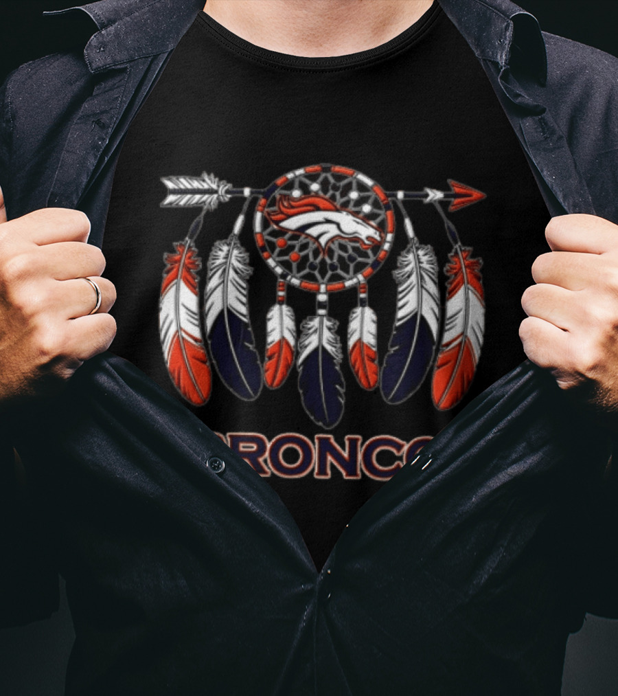 Denver Broncos Dreamcatcher Native American Heritage Feathers T-Shirt