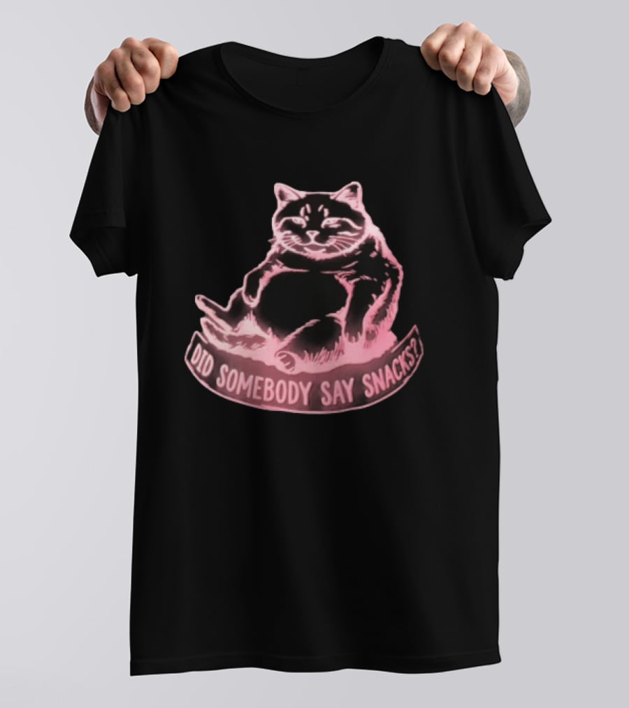 Did Somebody Say Snacks Fat Cat Neon Sitting T-Shirt