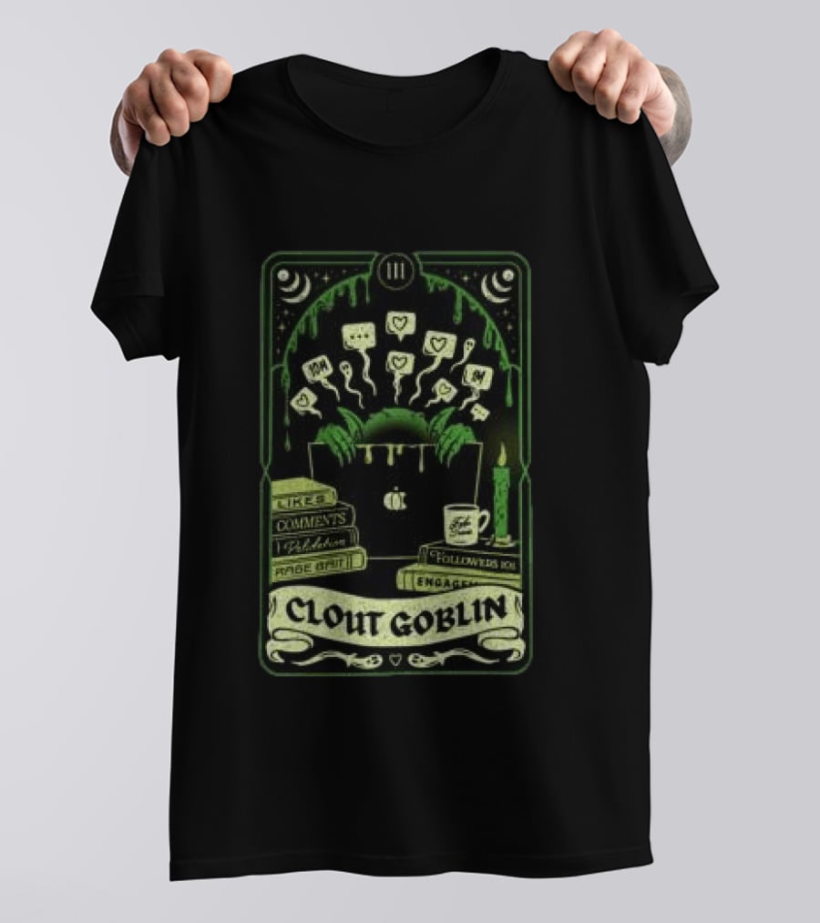 Do We Know Them Clout Goblin Tarot Card Style Social Media Icons And Keywords T-Shirt