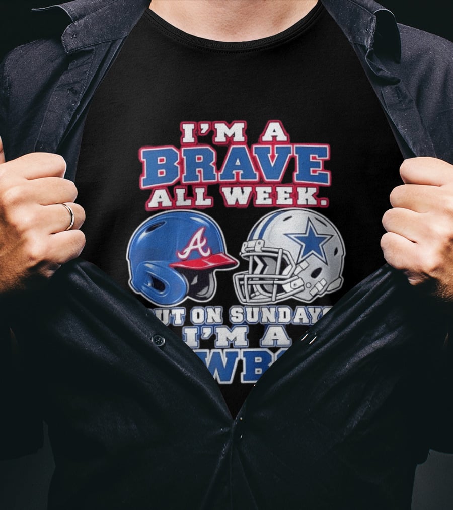 I'm A Brave All Week But On Sundays I'm A Cowboy Helmet Combination T-Shirt