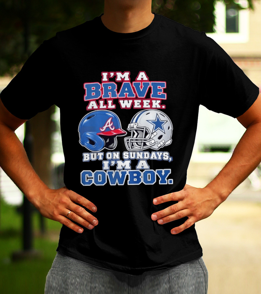 I'm A Brave All Week But On Sundays I'm A Cowboy Helmet Combination T-Shirt