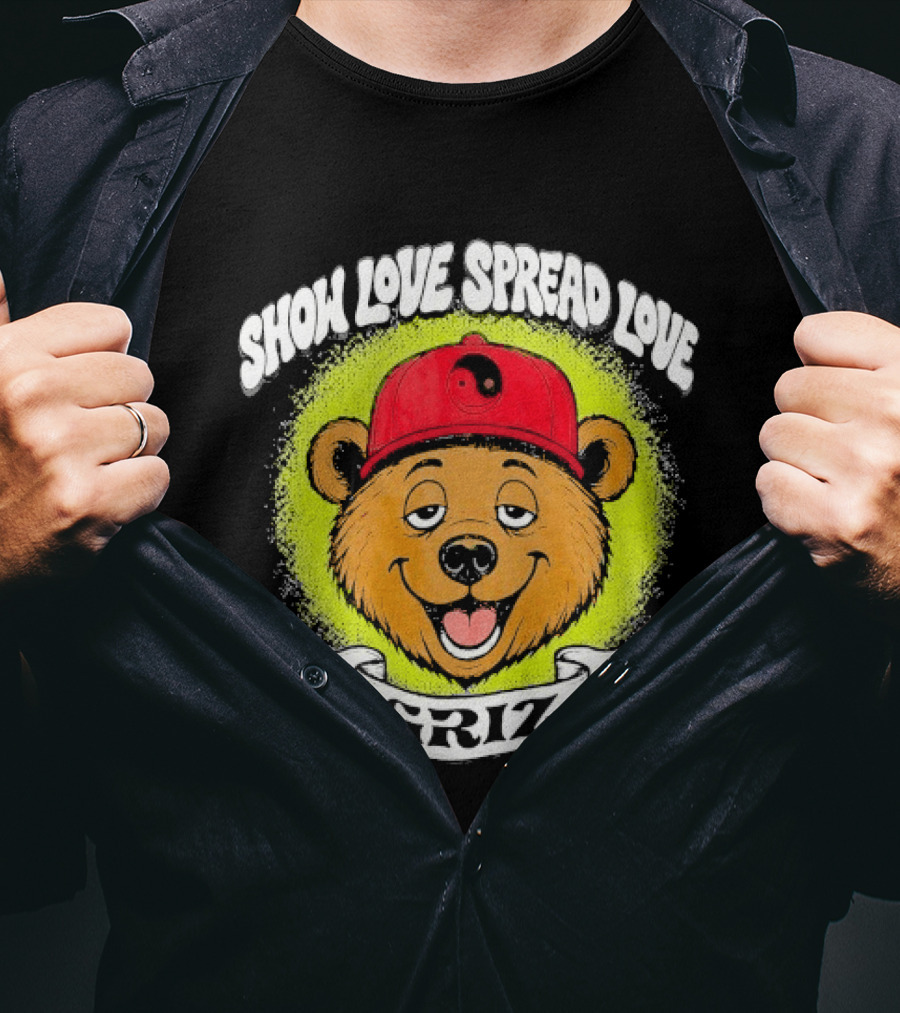 Griz Show Love Spread Love 1990's Bear Hat T-Shirt
