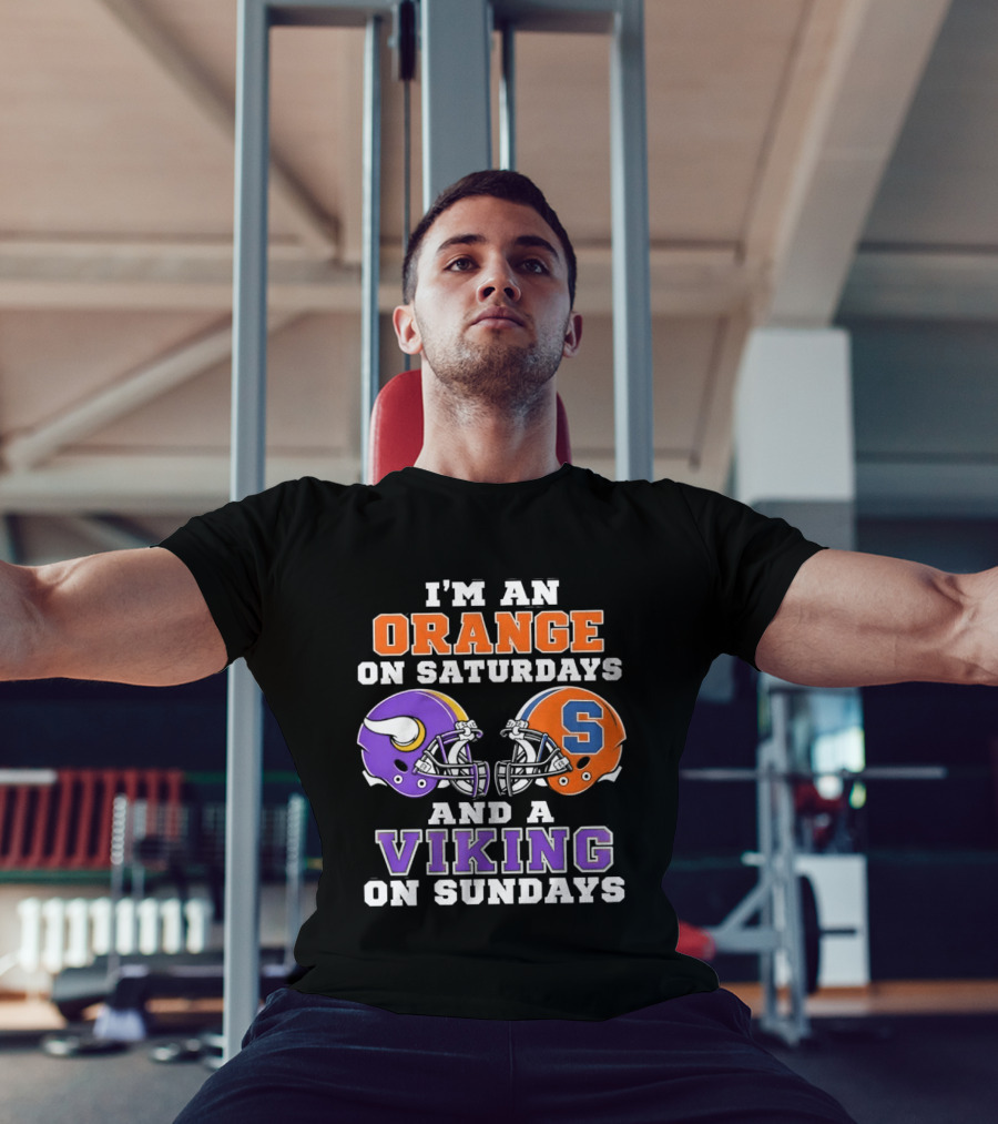 I'm An Orange On Saturdays And A Viking On Sundays Football Helmets T-Shirt