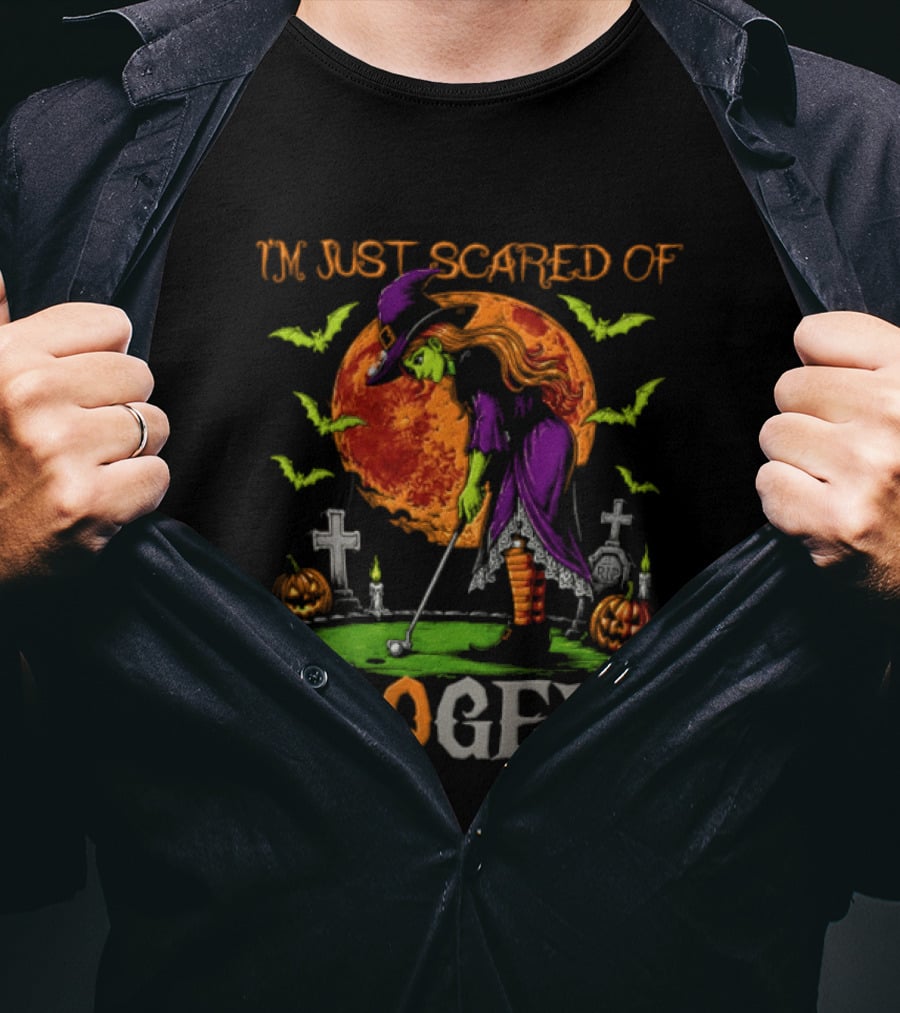 I'm Just Scared Of Bogeys Halloween Golf Witch Graveyard T-Shirt