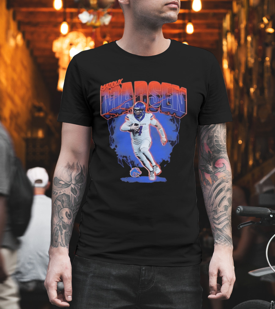 Boise State Broncos Maddux Madsen Lightning Collage NCAA Football T-Shirt