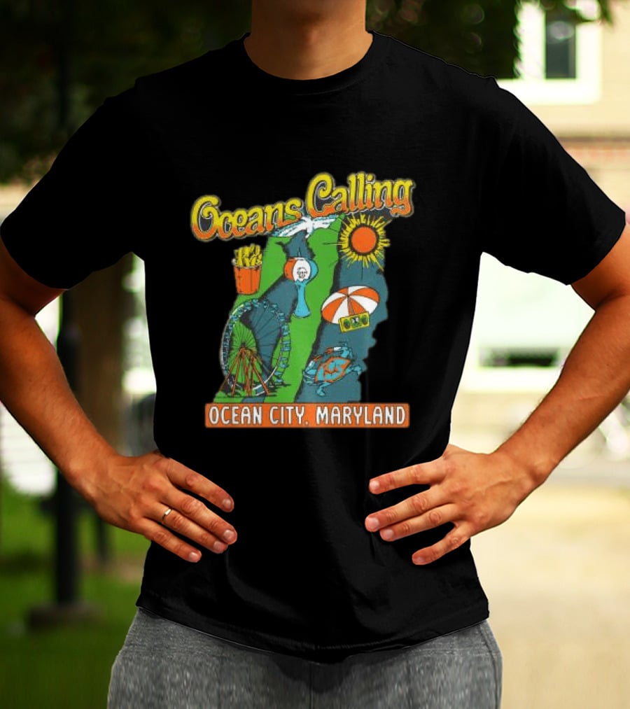 Oceans Calling Ocean City Maryland Festival Map Lineup T-Shirt