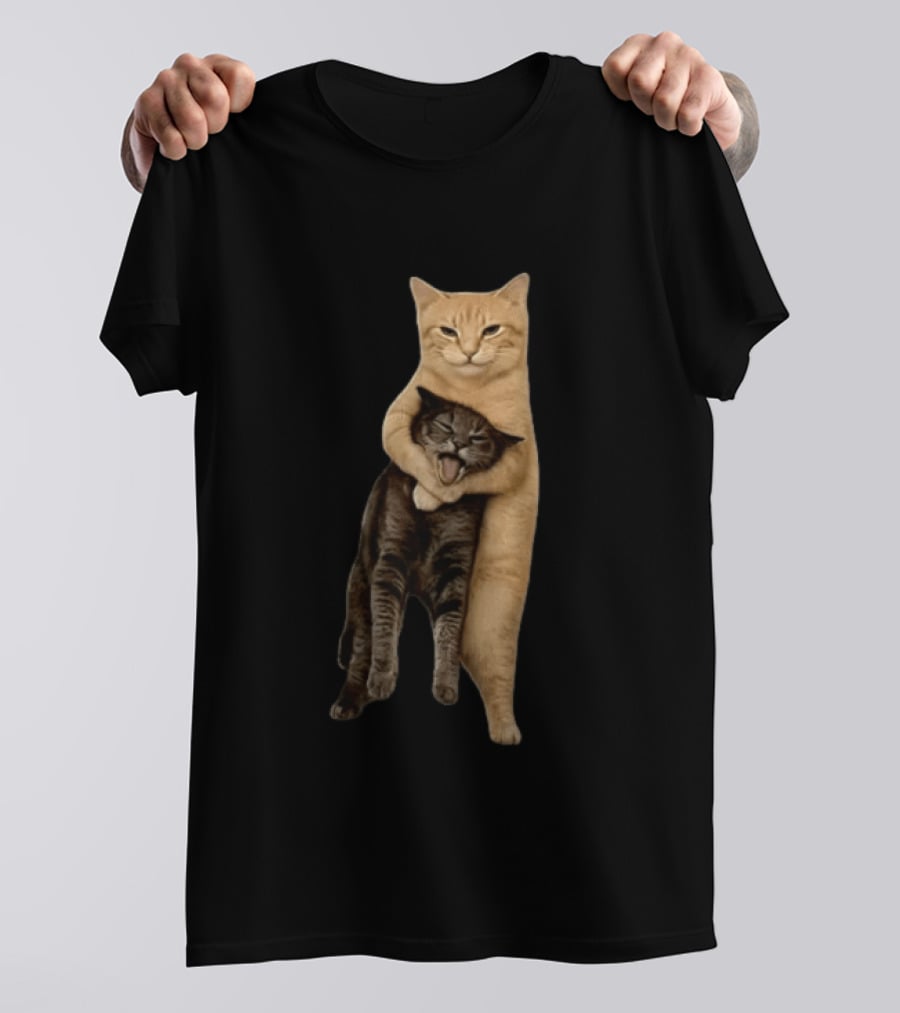 Orange Cat Hugging Grey Cat T-Shirt