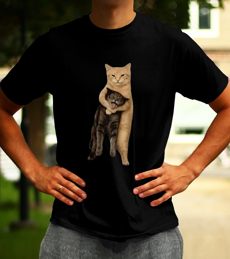 Orange Cat Hugging Grey Cat T-Shirt