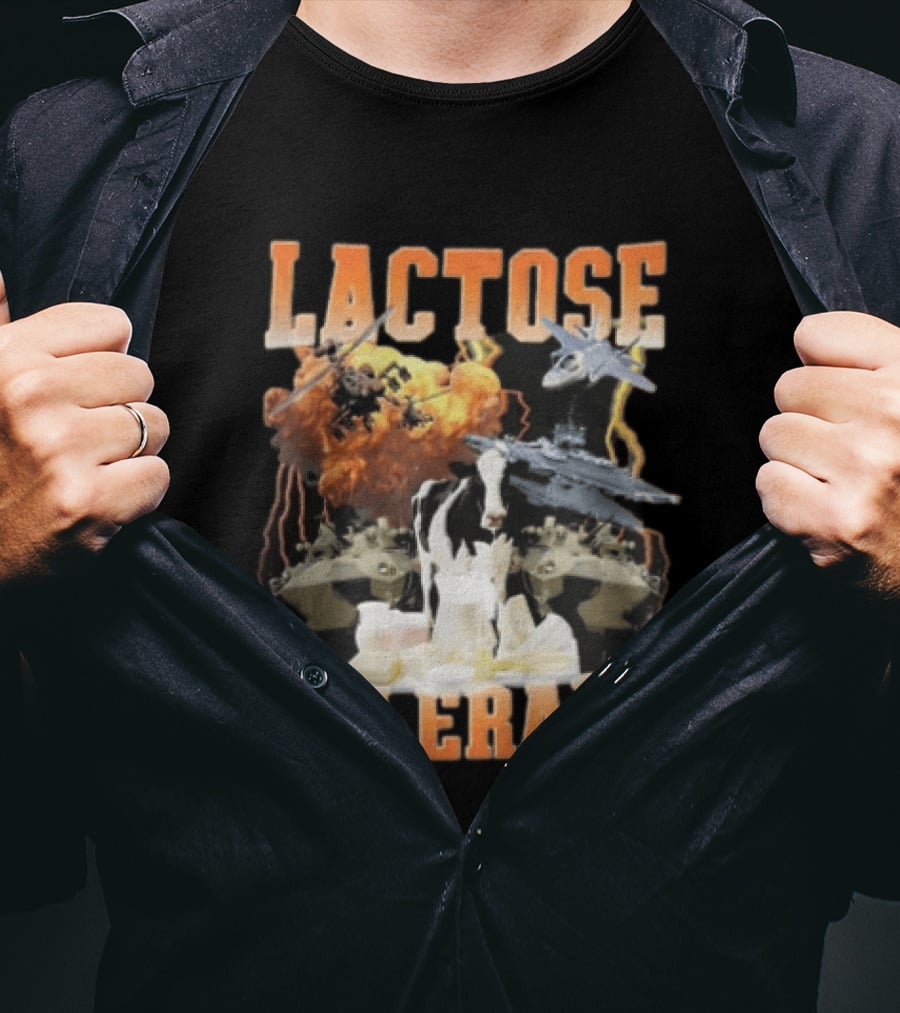 Lactose Tolerant Cow With Military Vehicles And Explosions T-Shirt