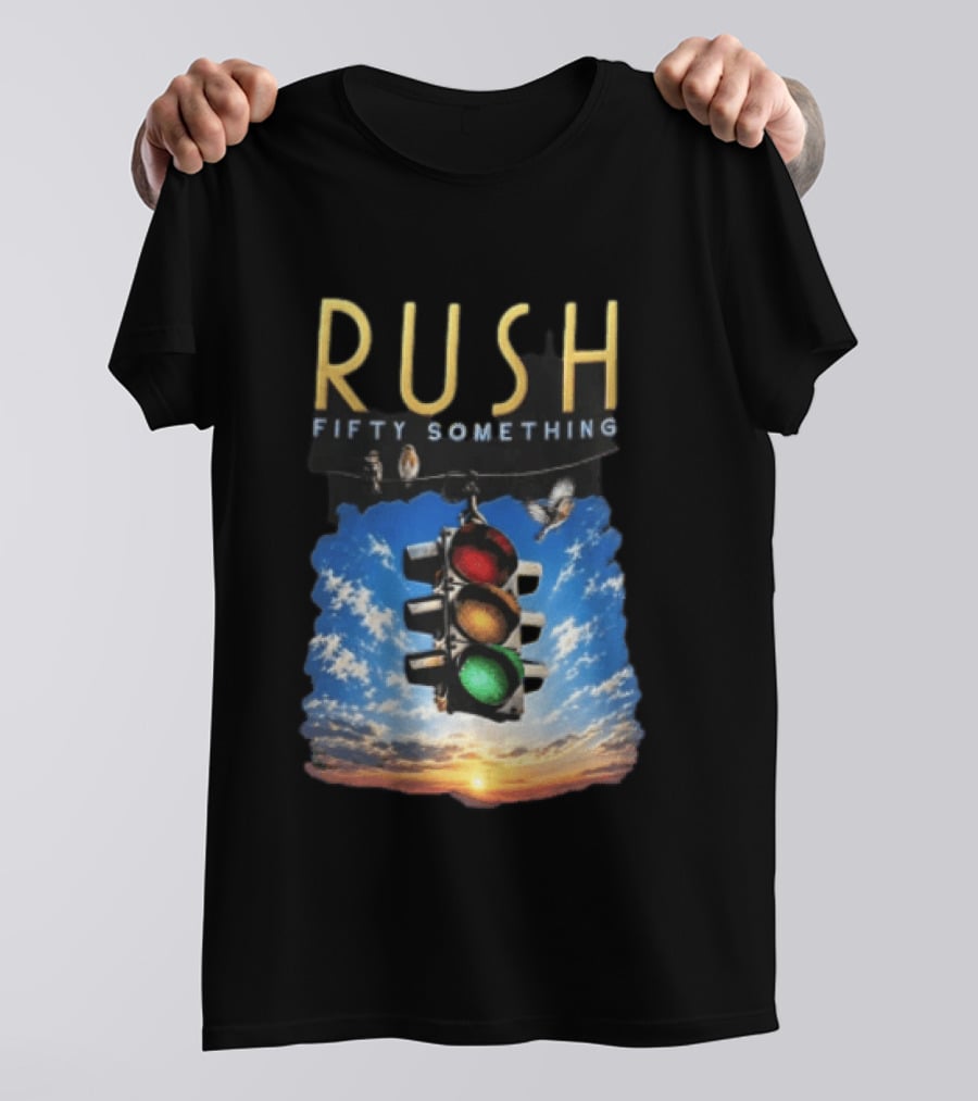 Rush Fifty Something Traffic Light Birds Blue Sky Sunset T-Shirt