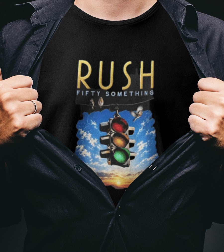 Rush Fifty Something Traffic Light Birds Blue Sky Sunset T-Shirt