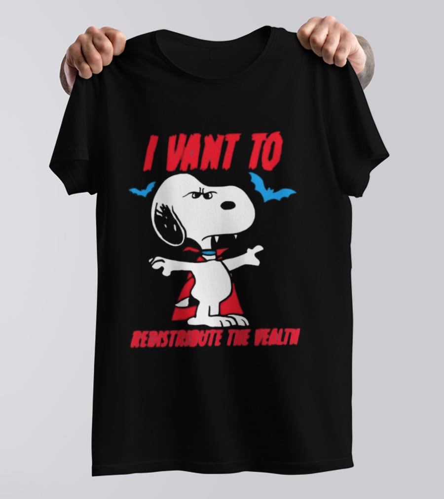 Snoopy I Vant To Redistribute The Wealth Vampire Cape And Bats T-Shirt
