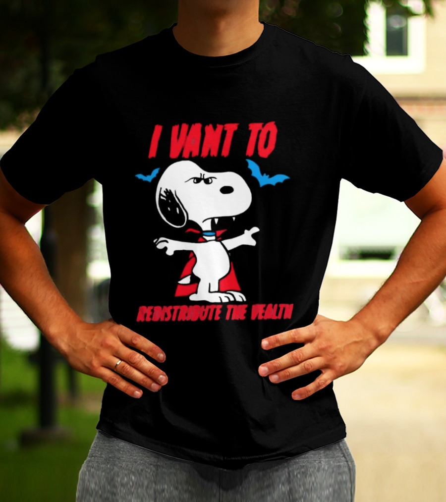 Snoopy I Vant To Redistribute The Wealth Vampire Cape And Bats T-Shirt