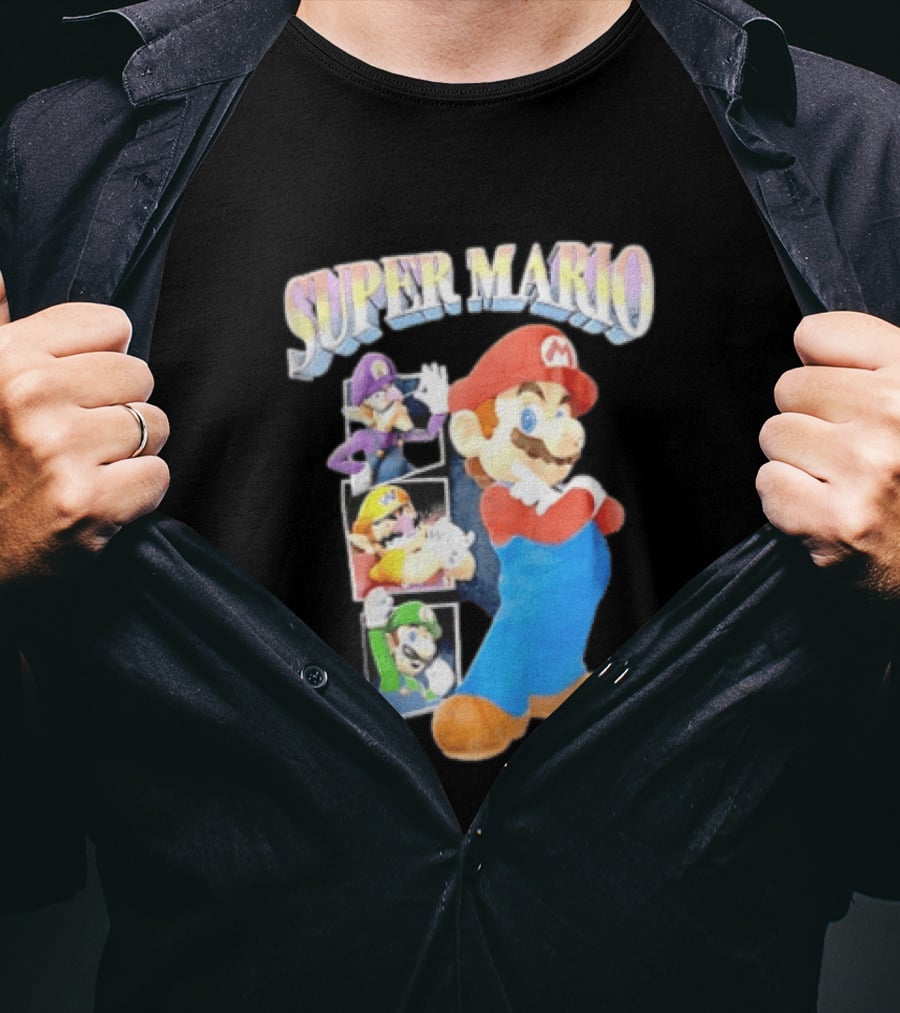 Super Mario With Luigi Wario And Waluigi Characters T-Shirt