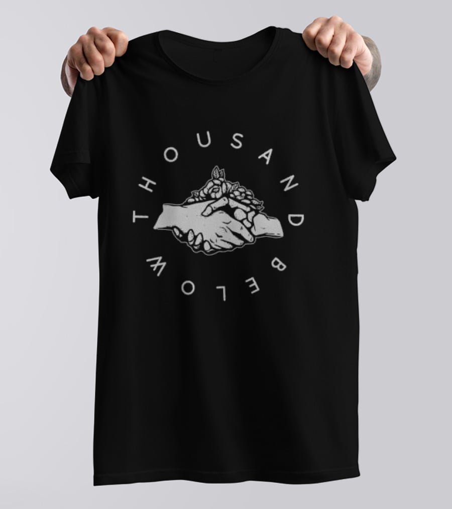 Thousand Below Rose Hand Shake Black T-Shirt