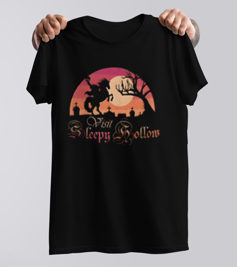 Visit Sleepy Hollow Headless Horseman Graveyard Sunset T-Shirt